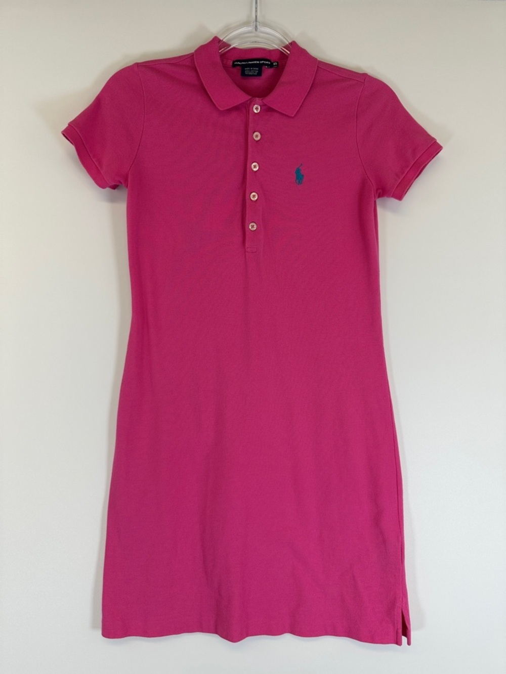 Ralph Lauren Sport Pink Polo Dress Navy Pony Logo Short Sleeve XS